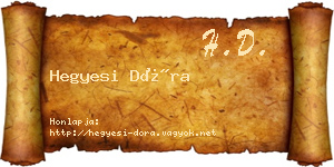 Hegyesi Dóra névjegykártya